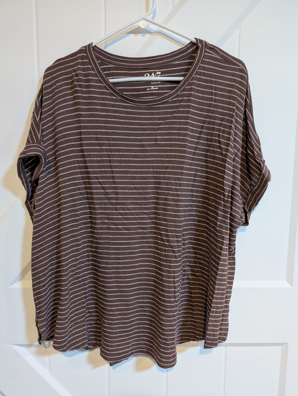 Maurices Brown and White Striped Short Sleeve Tee